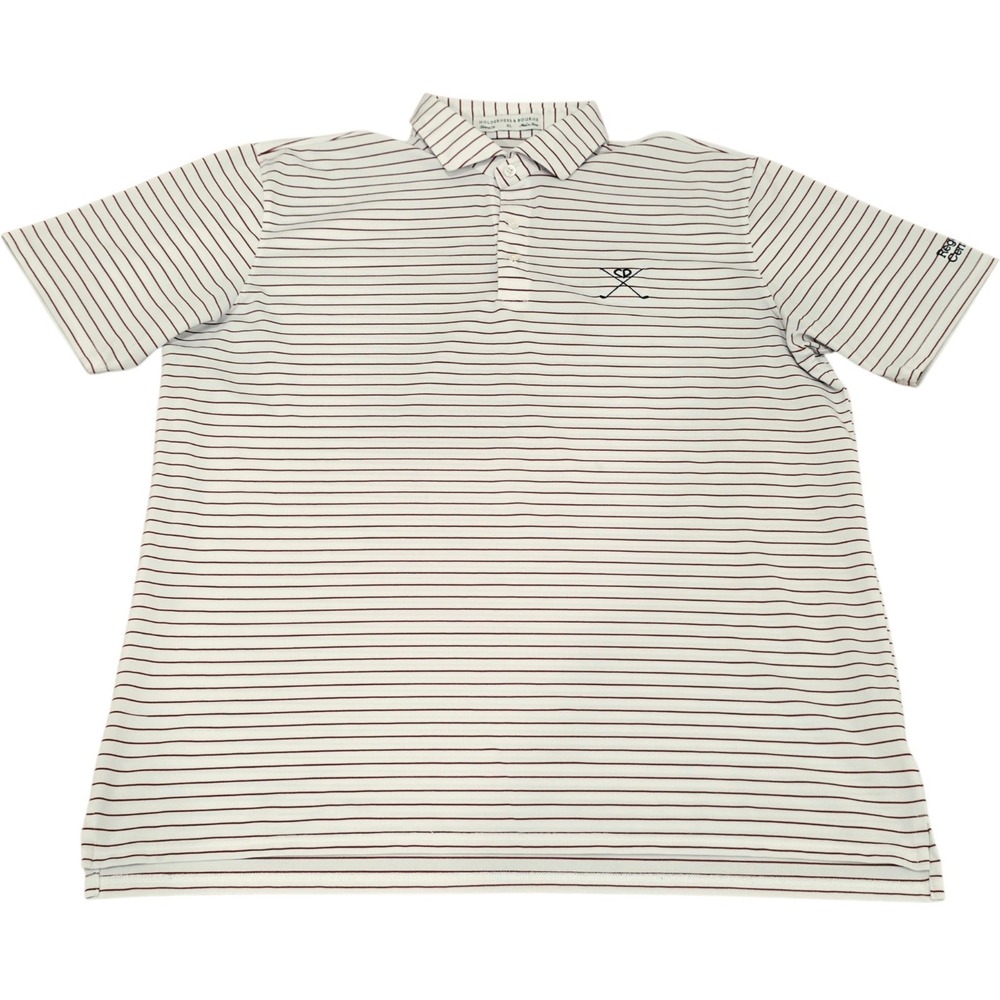 Holderness & Bourne Golf Polo Mens XL White Red Stripe Performance Logo Shirt